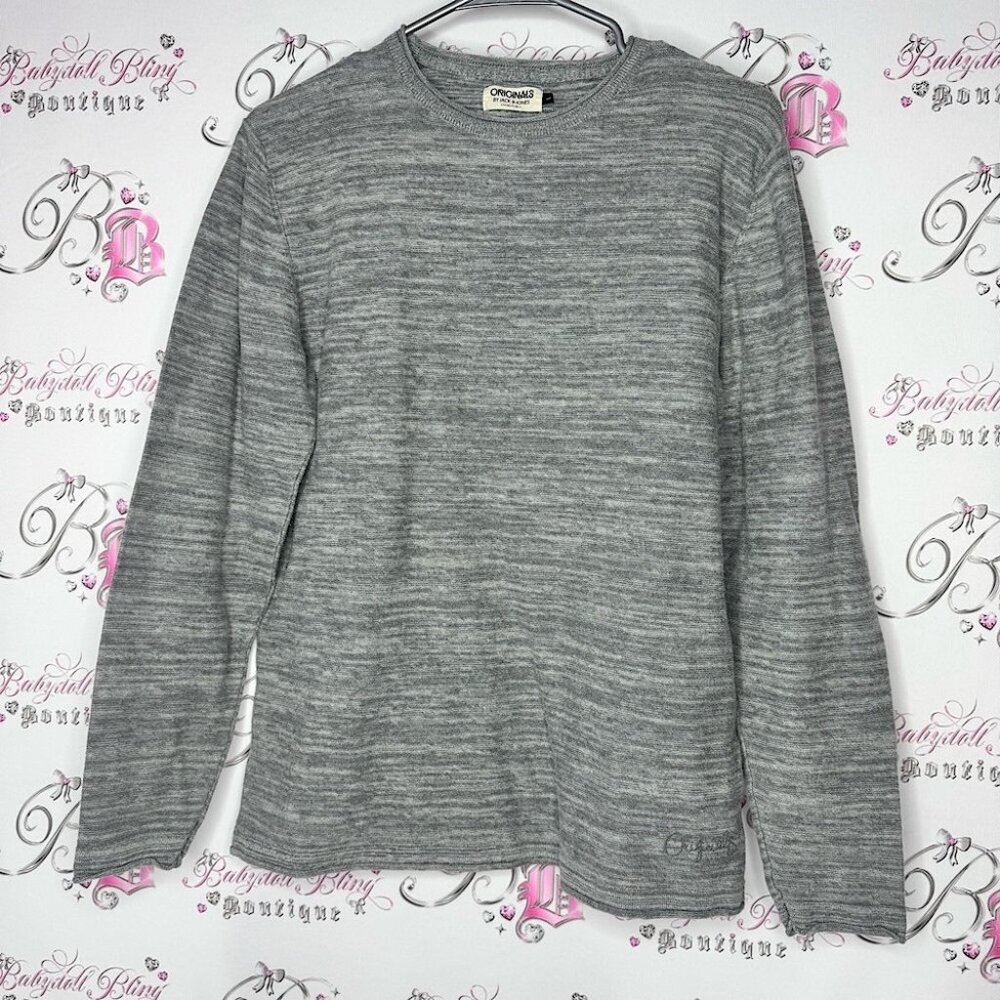 Jack & jones Gray knit Sweater weathered grey white soft knitted warm cozy